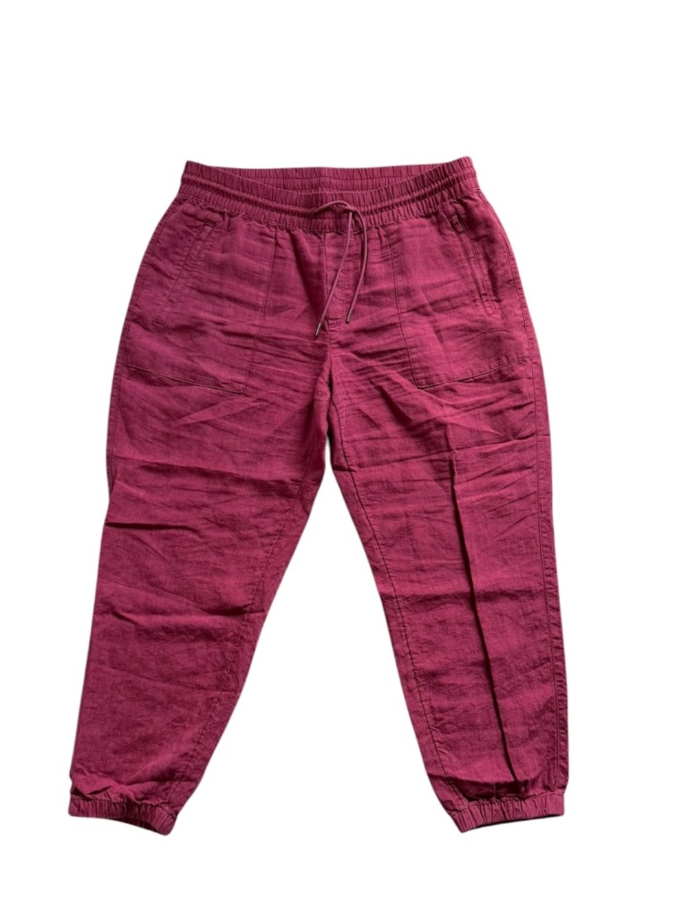 Athleta Retreat Linen Jogger Women’s 14 Petite Berry Pink Beach Travel Summer